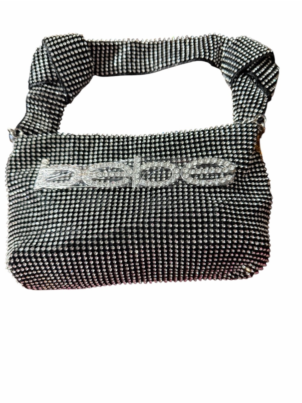 Bebe Caesars Crystal-Embellished Clutch - Black/Silver (MSRP $109)